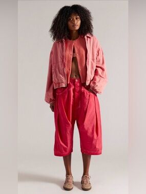 Sundry Cropped Harem Pants NWOT high risk red